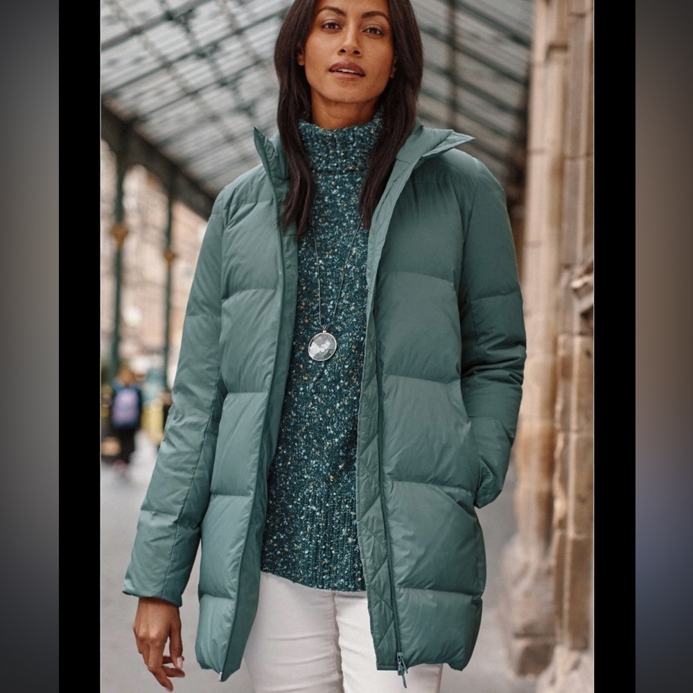 J.Jill teal goose puffer zip up jacket size XL